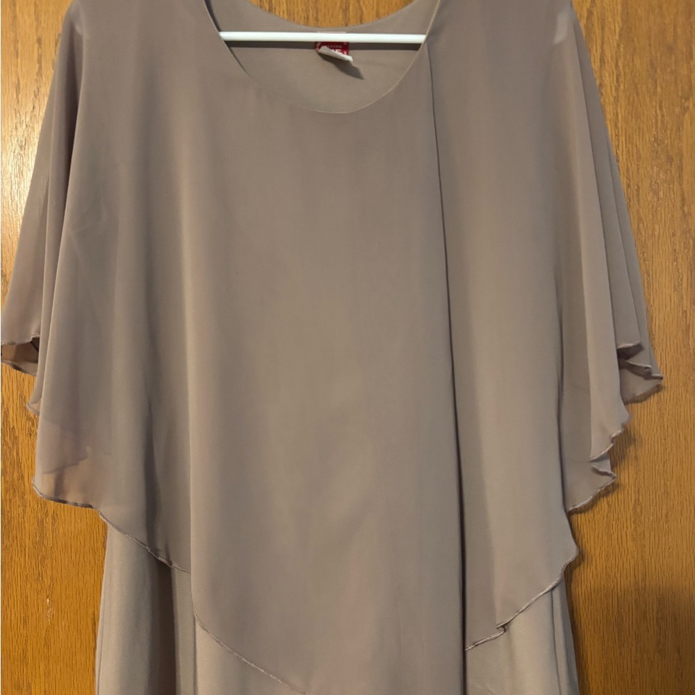 Elegant Taupe Chiffon Overlay Dress